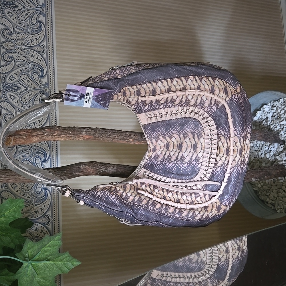 Brand new leather Aimee Kestenberg Collection snake skin pocketbook purse